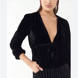 Urban Outfitters Drew Velvet Tie Waist Blouse NWOT